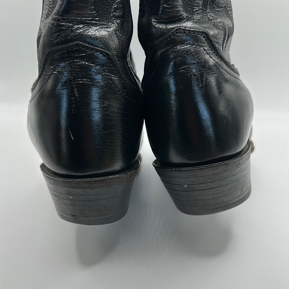 Justin Sz 9 Black Western Cowboy Boots with Embroidered Shaft - Picture 6 of 12